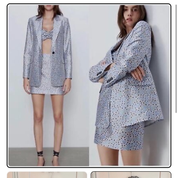 Zara Blazer Floral blue blogger must have - Picture 3 of 4